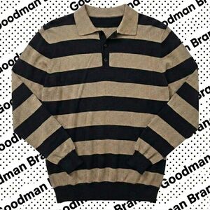 MEN'S ​- Good Man Brand 100% Merino Wool Striped Long Sleeve Polo Sweater
